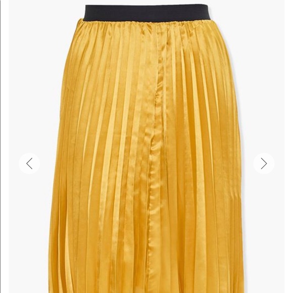 Forever 21 Dresses & Skirts - BNWT Forever 21 Yellow Satin Pleated Midi Skirt